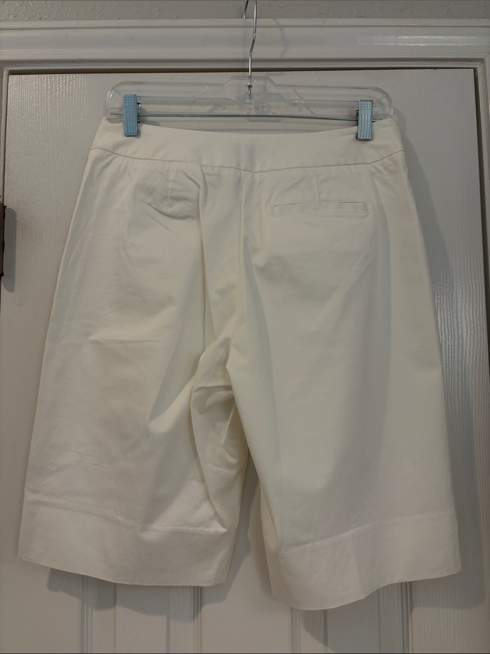 Women's White Bermuda Shorts - Classic High-Waist Style - Picture 2 of 4